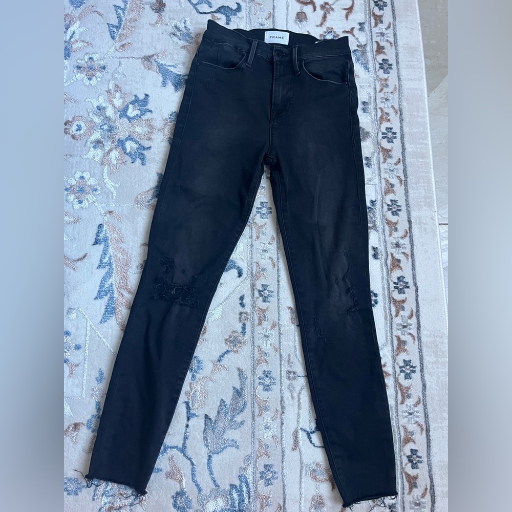 Frame Le High Skinny Jeans in Black size 24